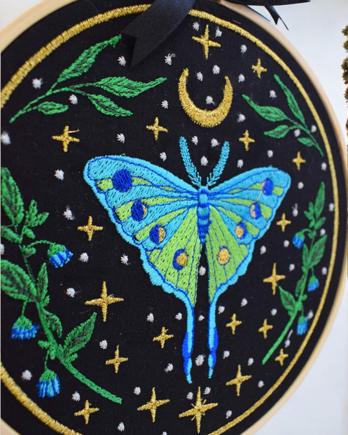 Lunar Moth Embroidered Wall Art