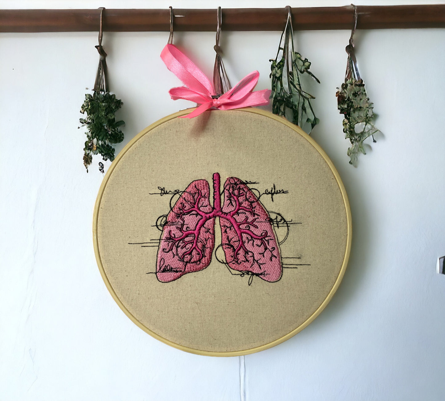 Lung Anatomy Embroidered Wall Art