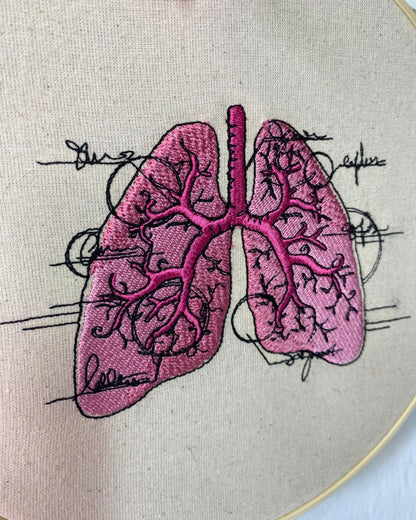 Lung Anatomy Embroidered Wall Art