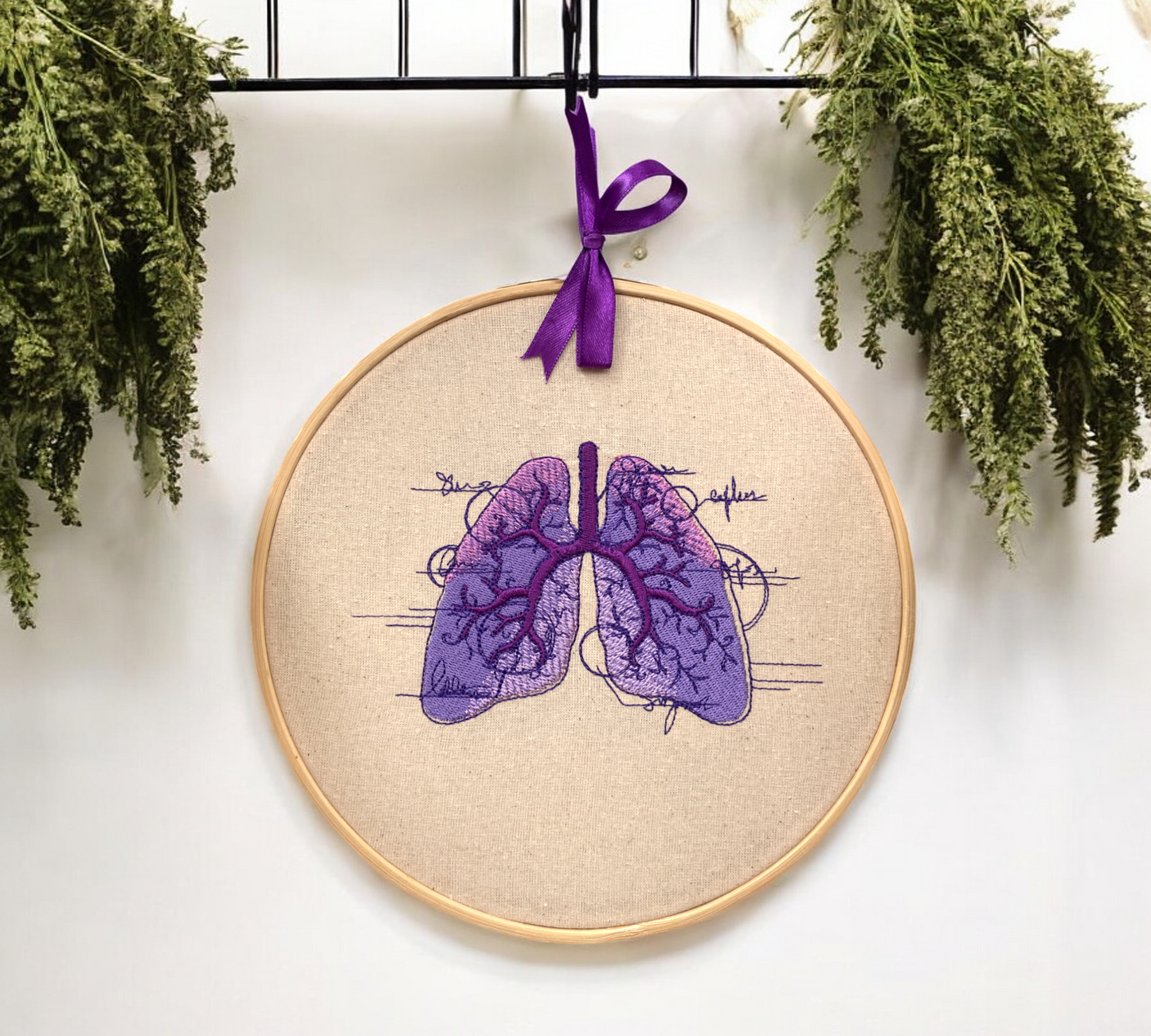 Lung Anatomy Embroidered Wall Art