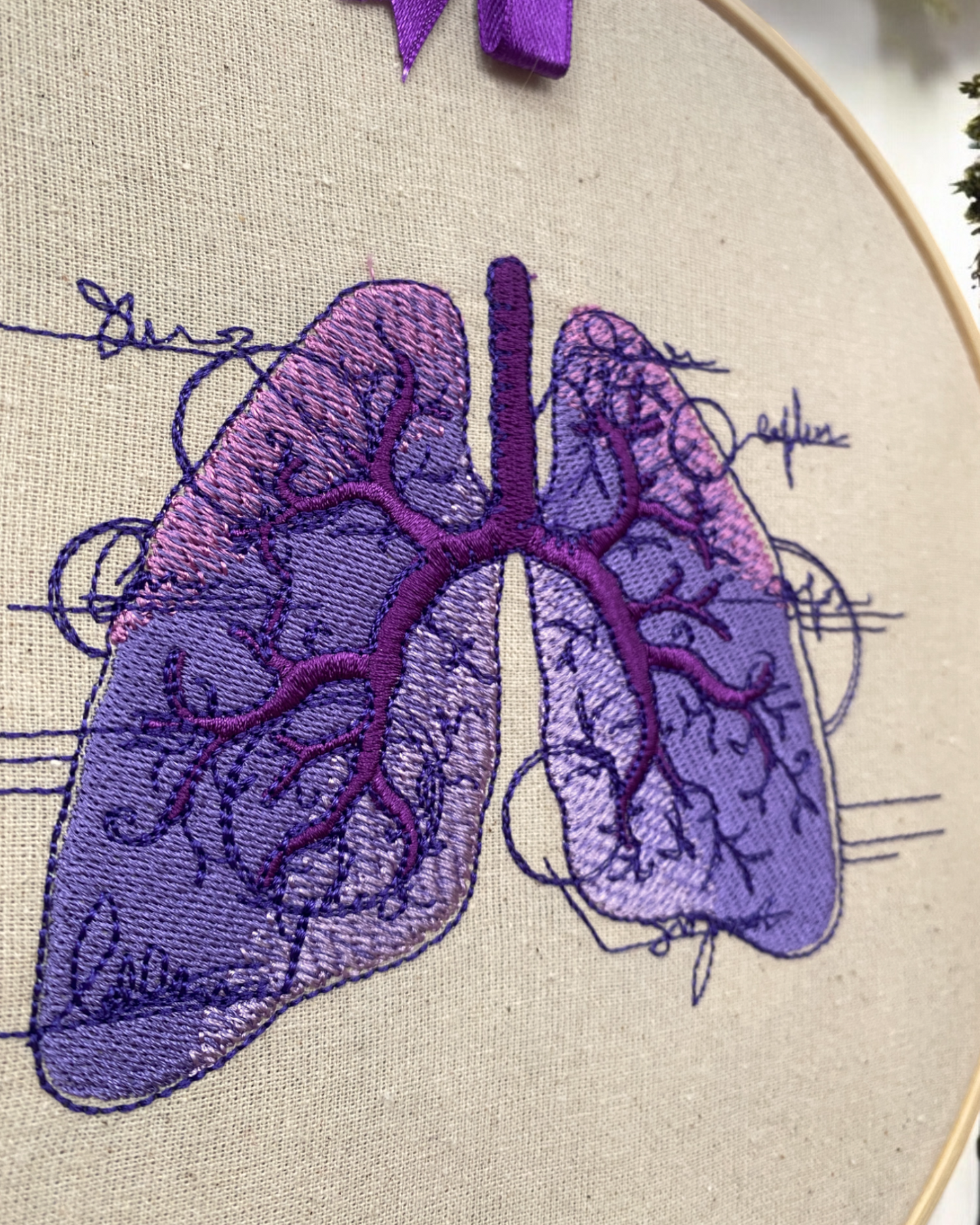 Lung Anatomy Embroidered Wall Art