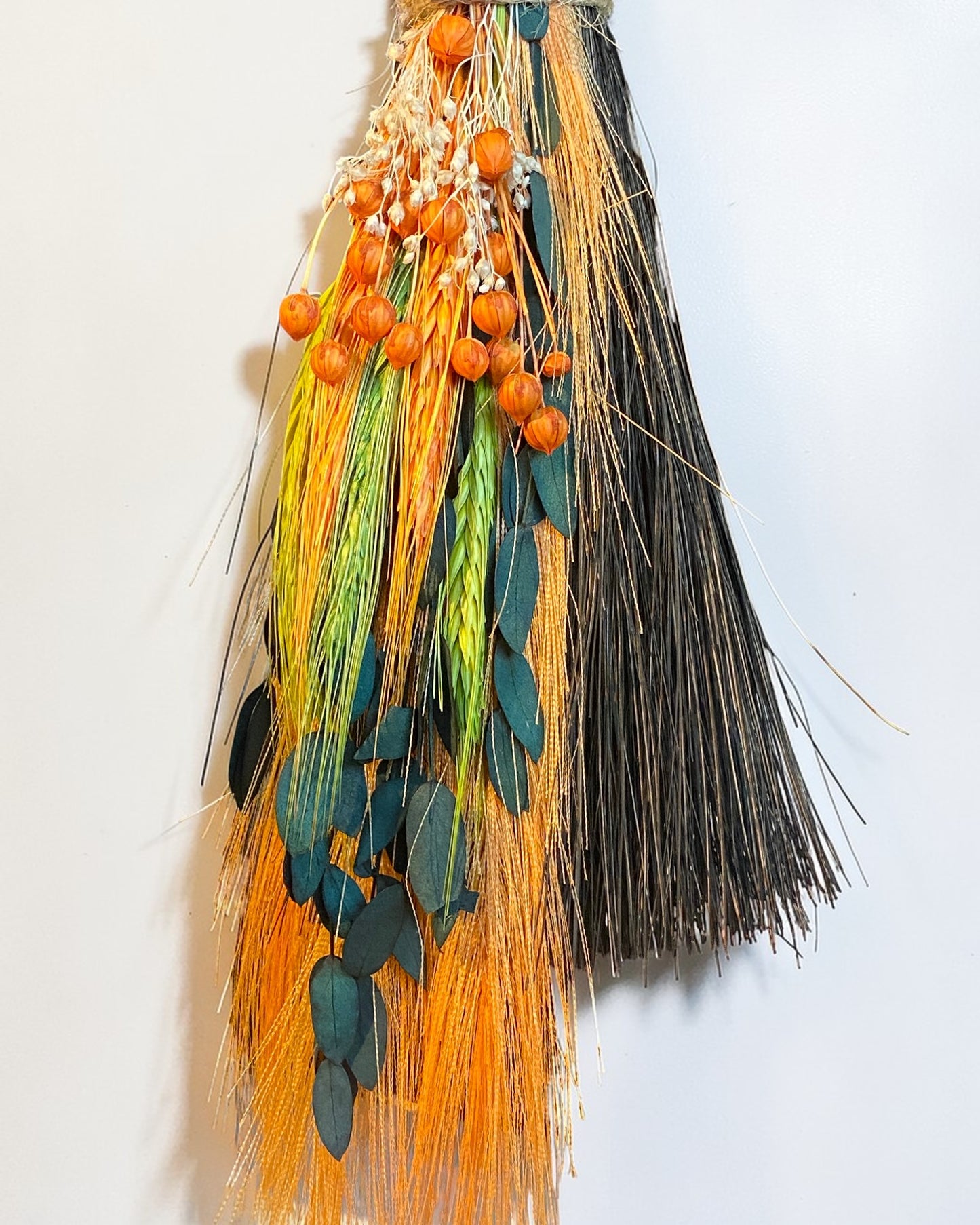 Besom Broom with Mookaite and Dried Flowers