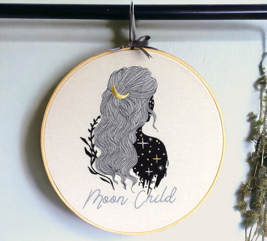 Moon Child Embroidered Wall Art