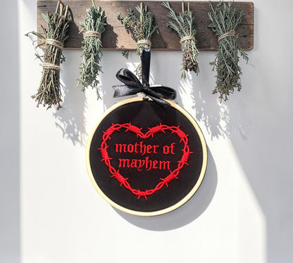 Mother of Mayhem Embroidered Wall Art