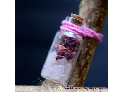 Hazelwood Pentagram with Rose Quartz and Dried Flowers