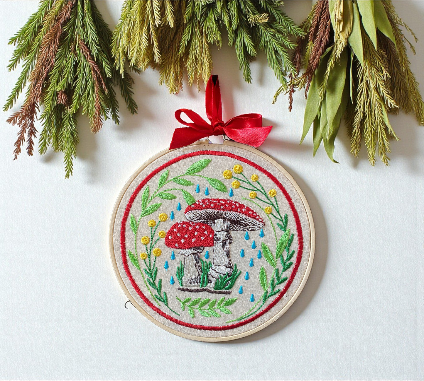 Toadstool Mushroom Cottage Core Embroidered Wall Art