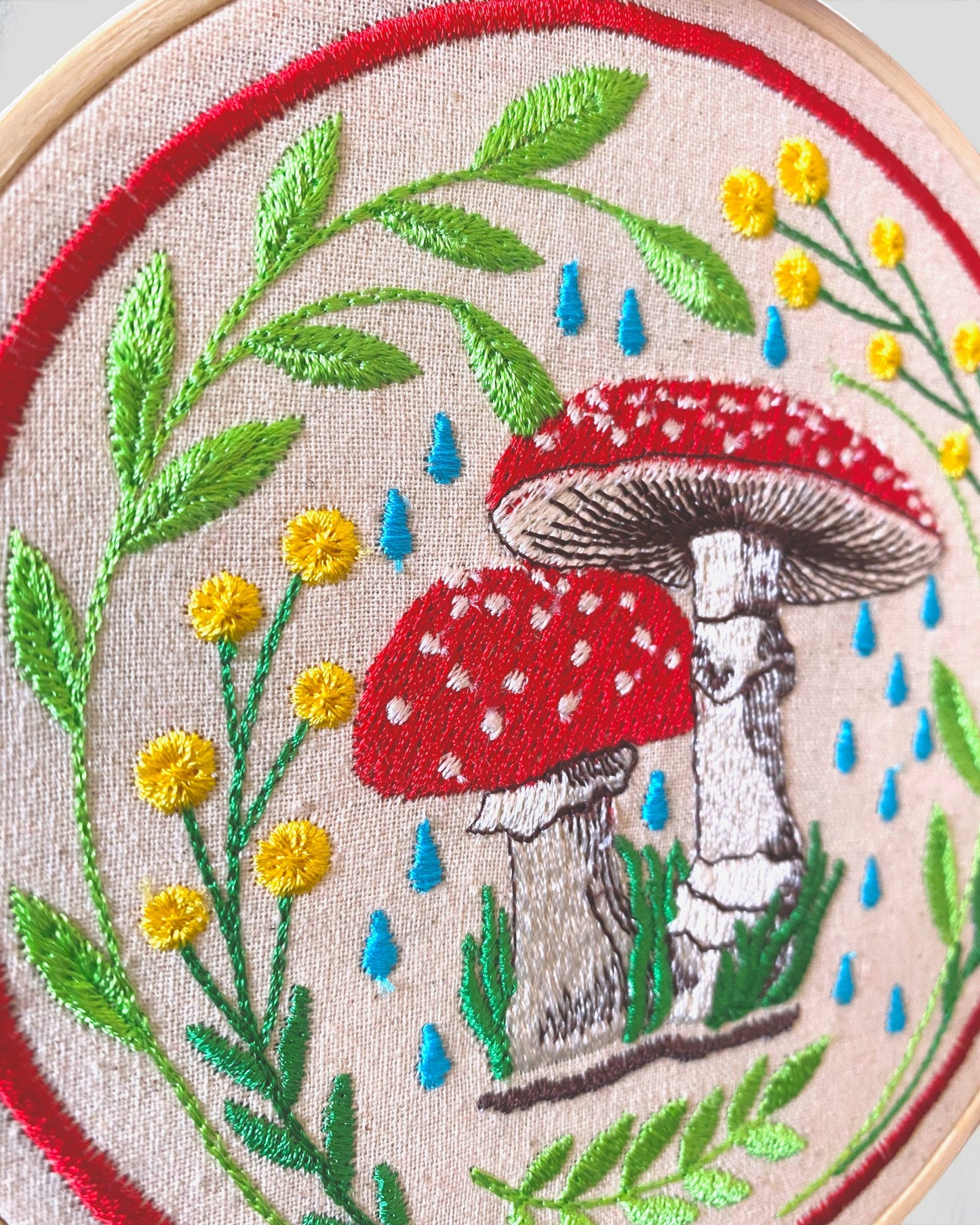 Toadstool Mushroom Cottage Core Embroidered Wall Art