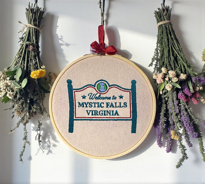 Vampire Virginia Town Sign Embroidered Wall Art