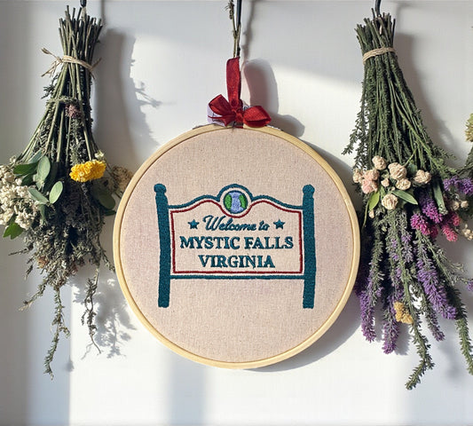Vampire Virginia Town Sign Embroidered Wall Art