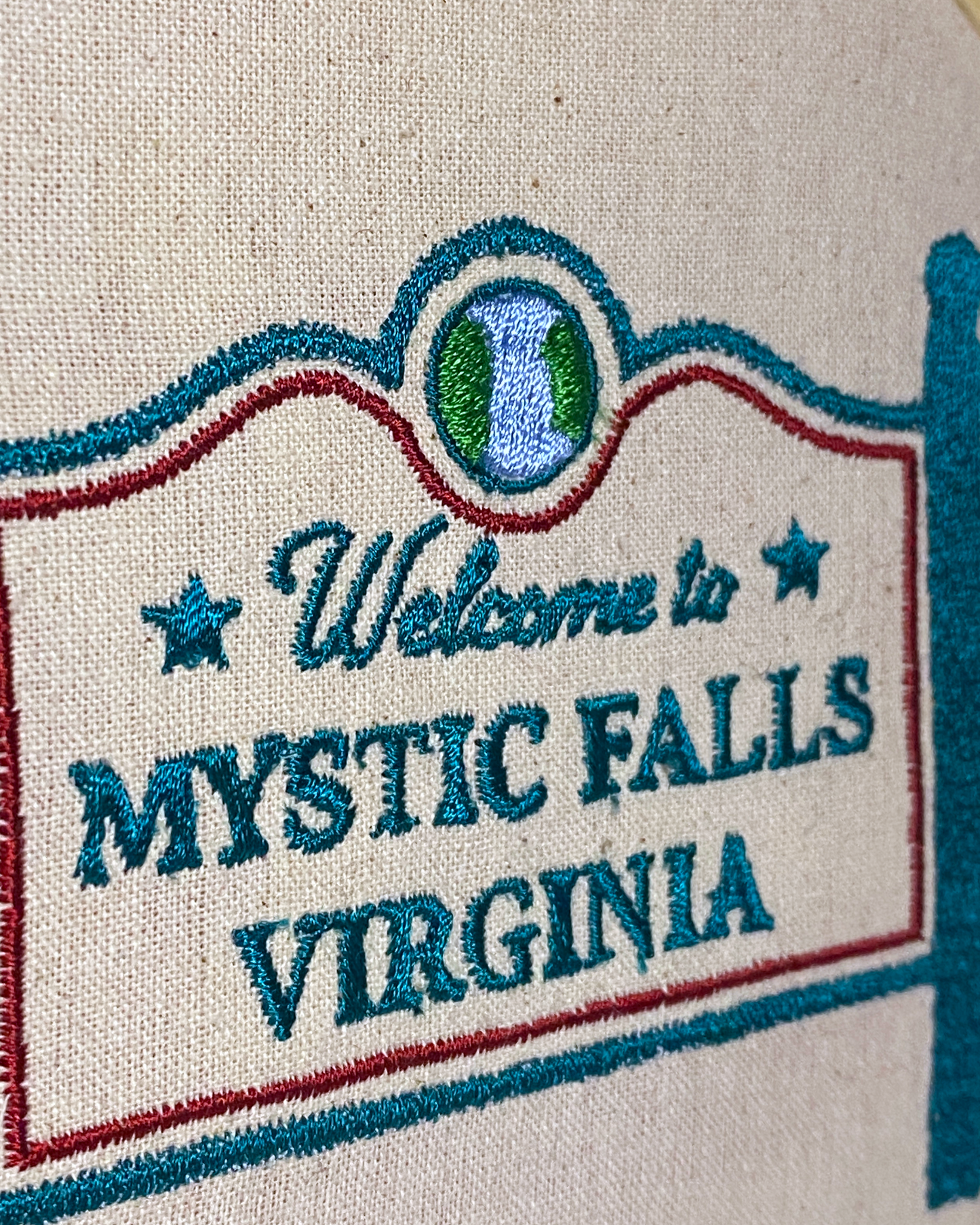 Vampire Virginia Town Sign Embroidered Wall Art