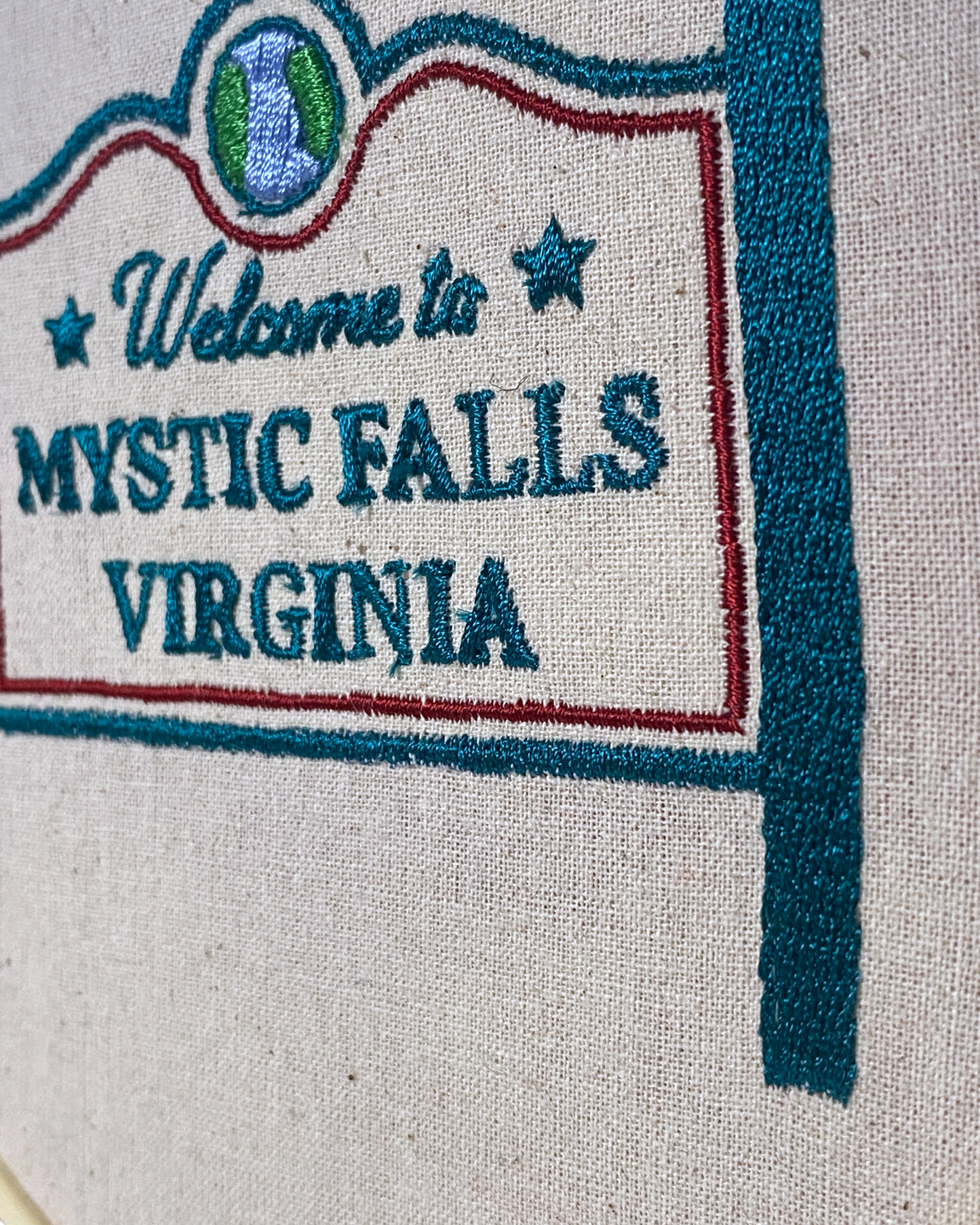 Vampire Virginia Town Sign Embroidered Wall Art