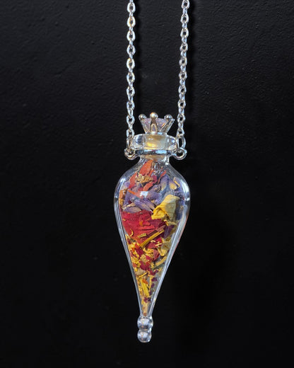 Crystal and Herb Glass Vial Necklaces