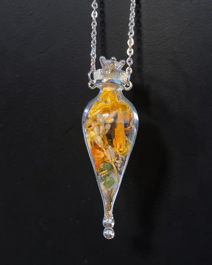 Crystal and Herb Glass Vial Necklaces