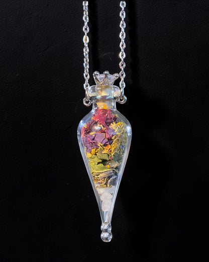 Crystal and Herb Glass Vial Necklaces