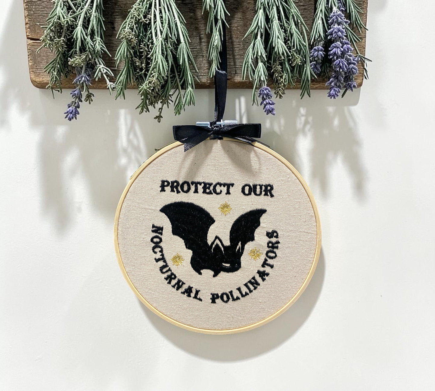 Bats Nocturnal Pollinators Embroidered Wall Art