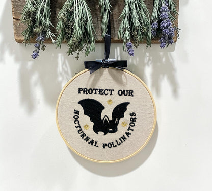 Bats Nocturnal Pollinators Embroidered Wall Art
