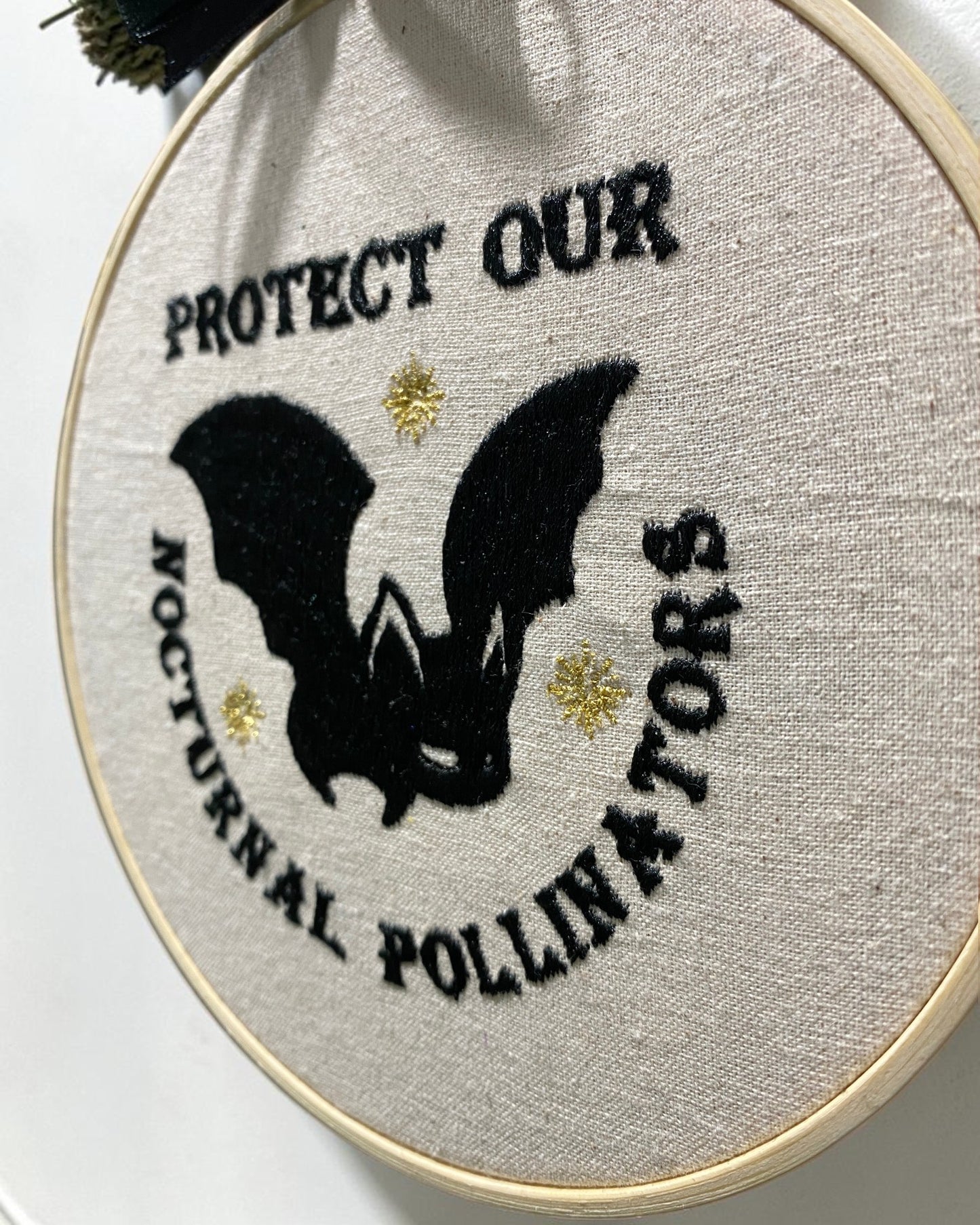 Bats Nocturnal Pollinators Embroidered Wall Art