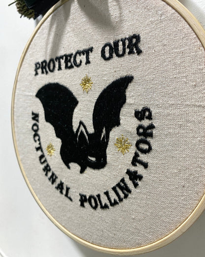 Bats Nocturnal Pollinators Embroidered Wall Art