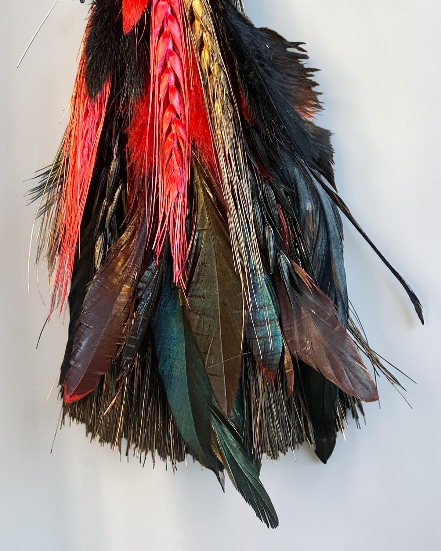 Besom Broom with Obsidian and Dried Flowers