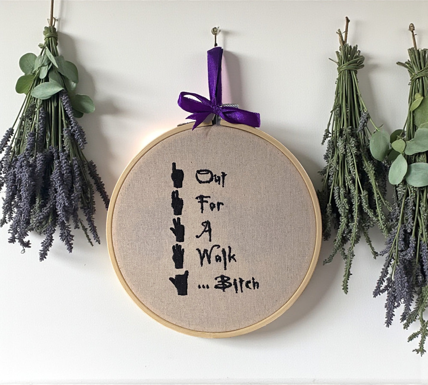 Out For A Walk Vampire Embroidered Wall Art
