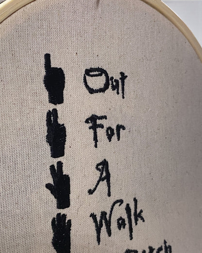 Out For A Walk Vampire Embroidered Wall Art