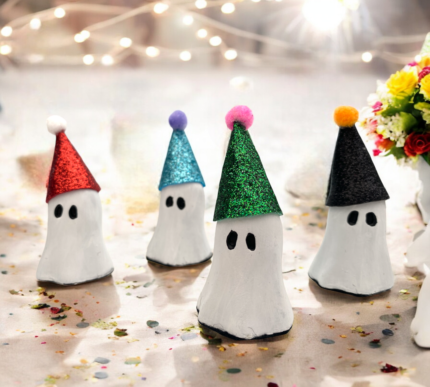 Party Ghosts with Glittery Party Hats