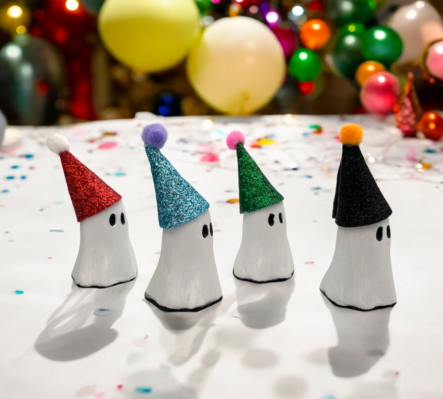 Party Ghosts with Glittery Party Hats