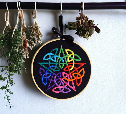 Rainbow Pentagram Embroidered Wall Art