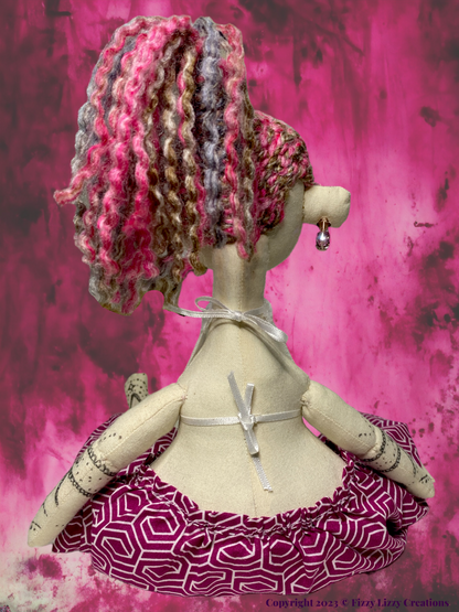 Zowie Meditation Doll with Selenite Pyramid in Pink