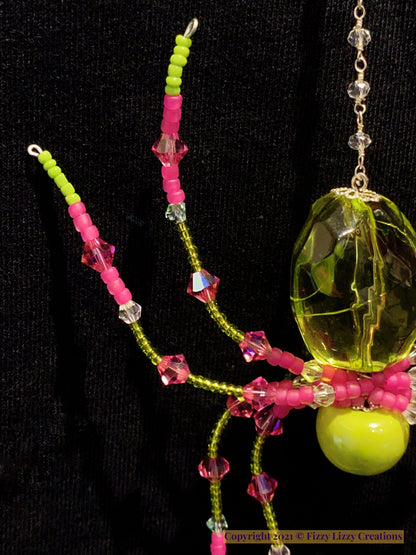 Crystal Christmas Tree Spider in Green and Pink