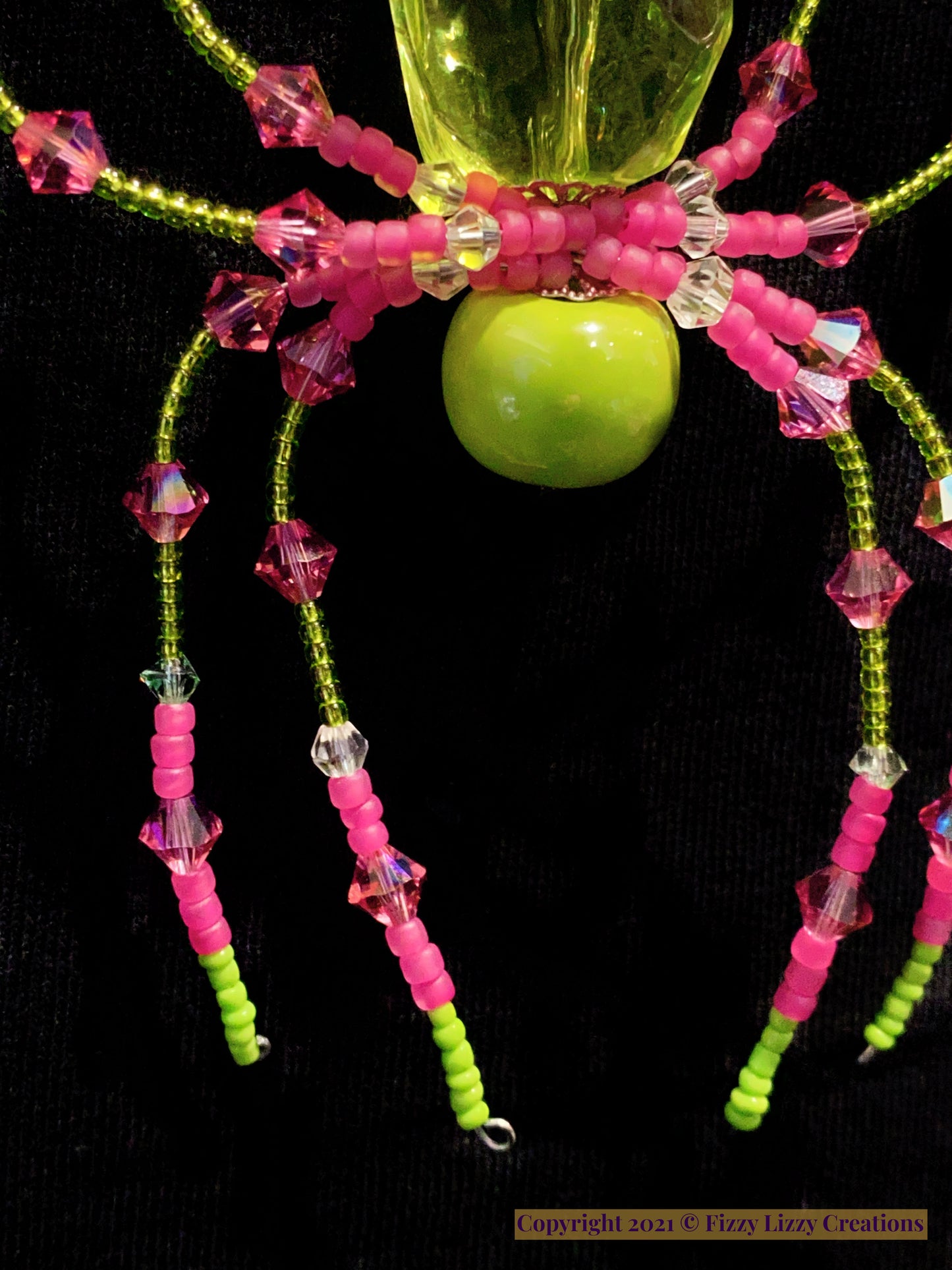 Crystal Christmas Tree Spider in Green and Pink