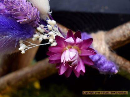 Hazelwood Pentagram with Amethyst and Dried Flowers