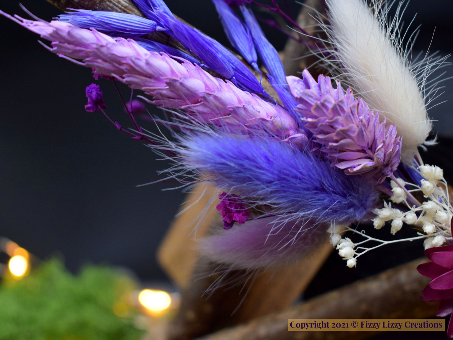 Hazelwood Pentagram with Amethyst and Dried Flowers