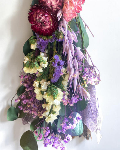 Besom Broom with Amethyst and Dried Flowers