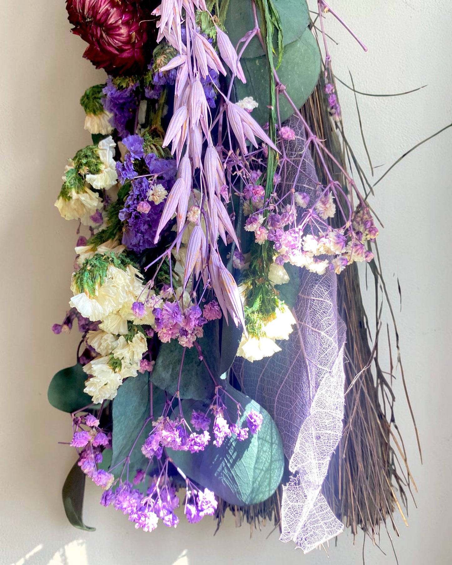 Besom Broom with Amethyst and Dried Flowers