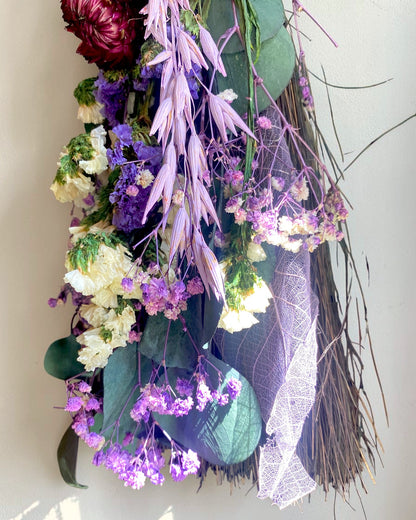 Besom Broom with Amethyst and Dried Flowers
