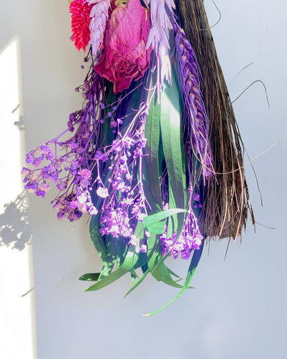 Besom Broom with Amethyst and Dried Flowers