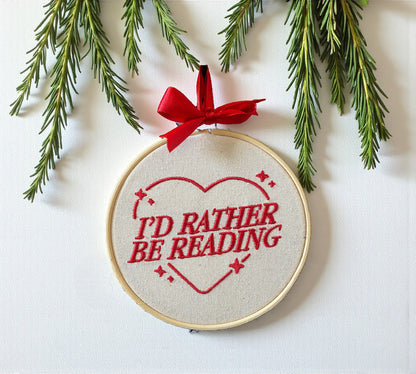 I'd Rather Be Reading Embroidered Wall Art