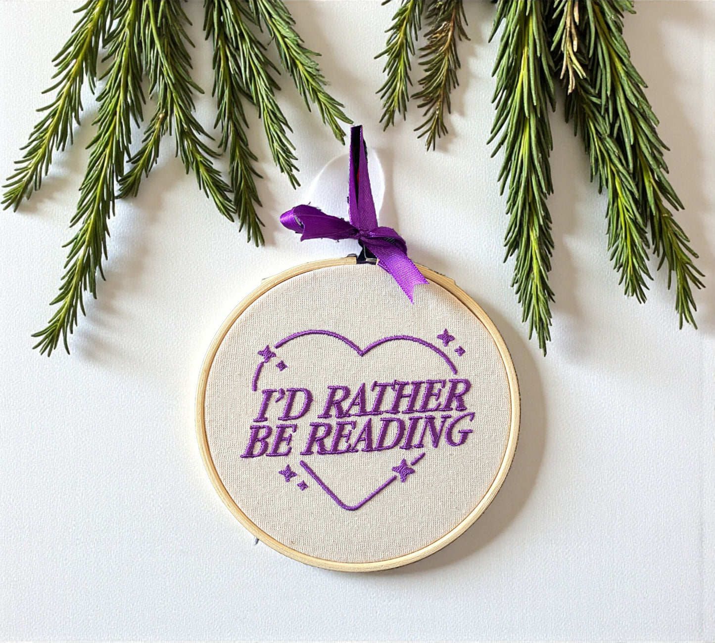 I'd Rather Be Reading Embroidered Wall Art