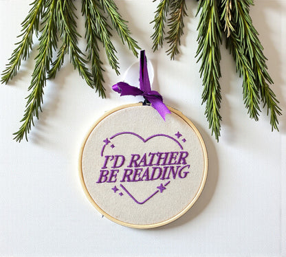 I'd Rather Be Reading Embroidered Wall Art
