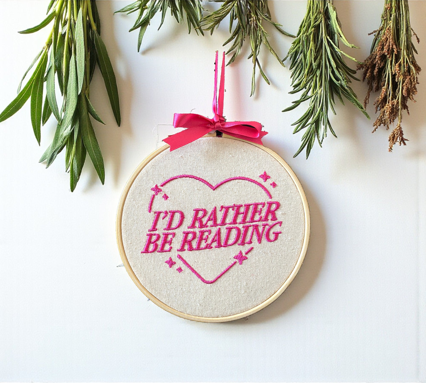 I'd Rather Be Reading Embroidered Wall Art