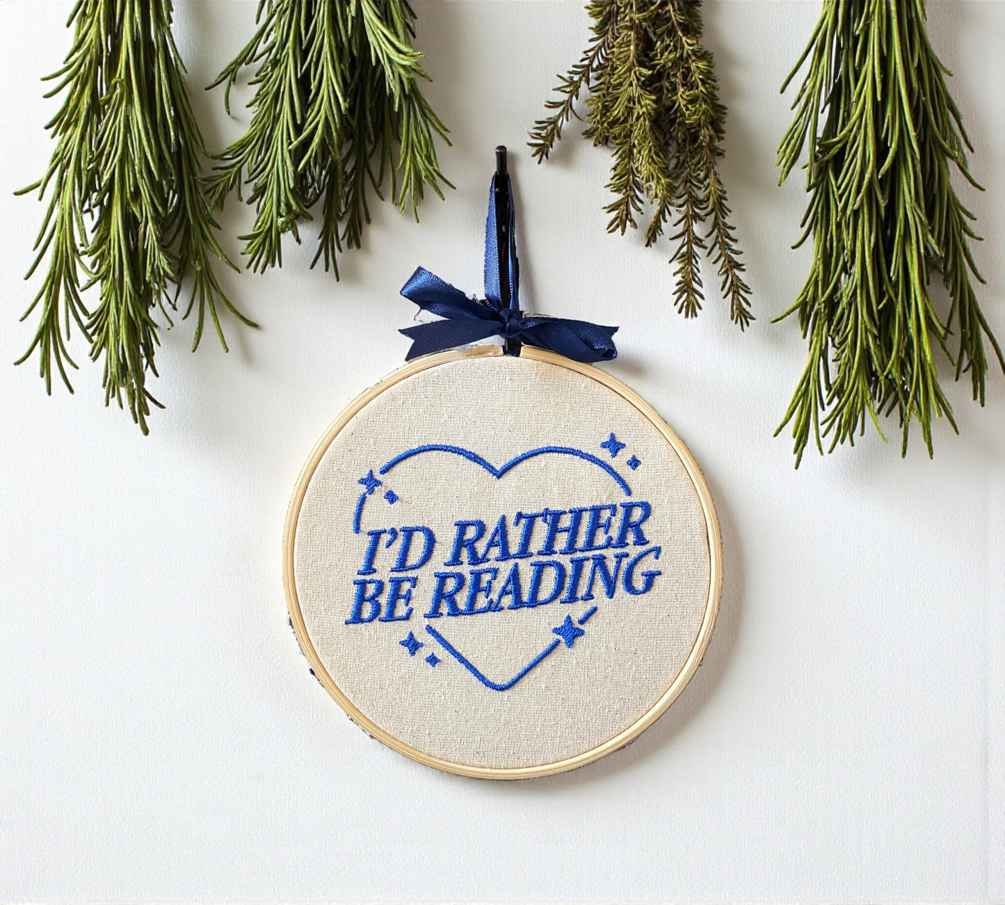 I'd Rather Be Reading Embroidered Wall Art