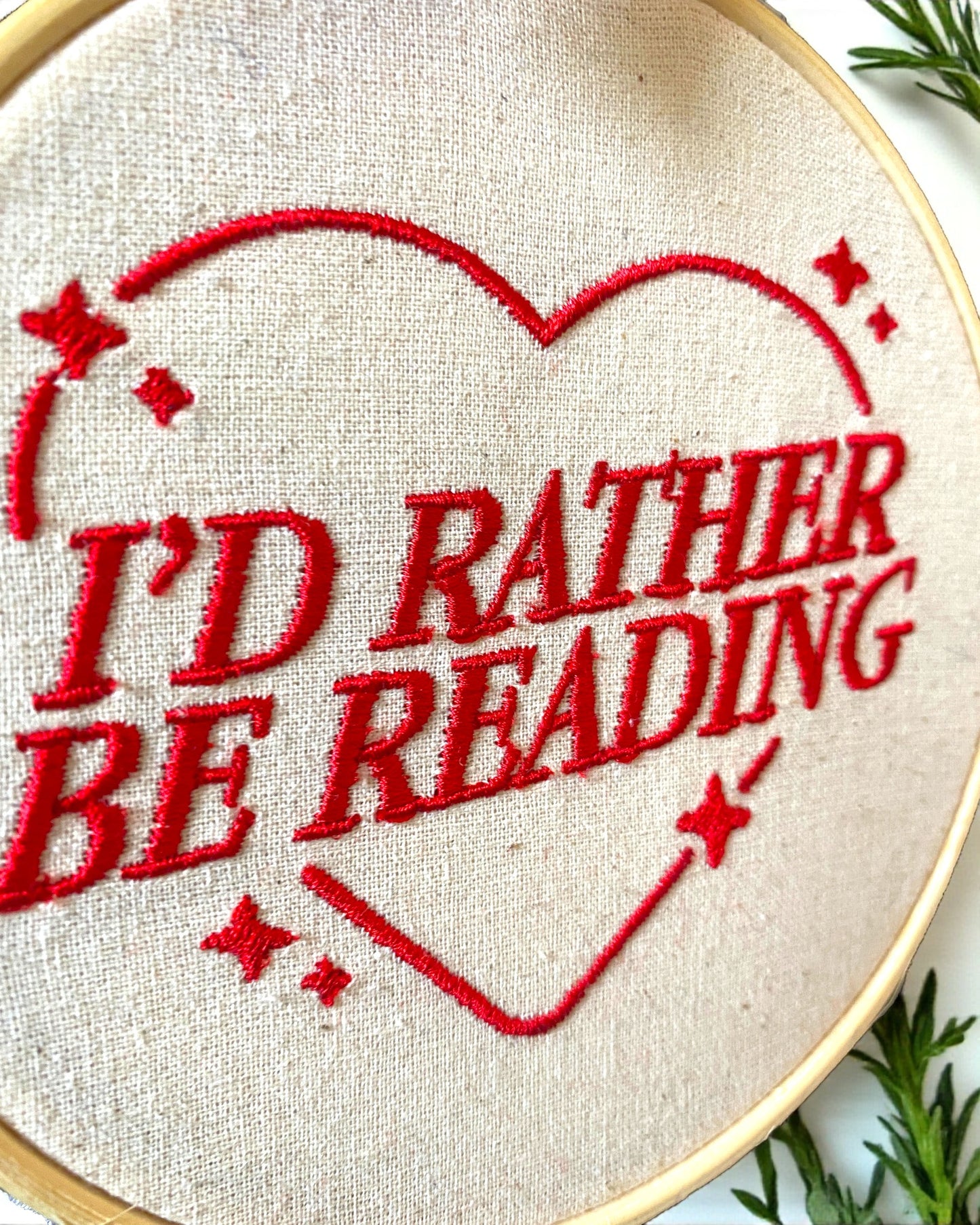 I'd Rather Be Reading Embroidered Wall Art