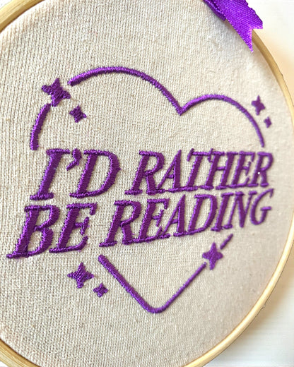 I'd Rather Be Reading Embroidered Wall Art