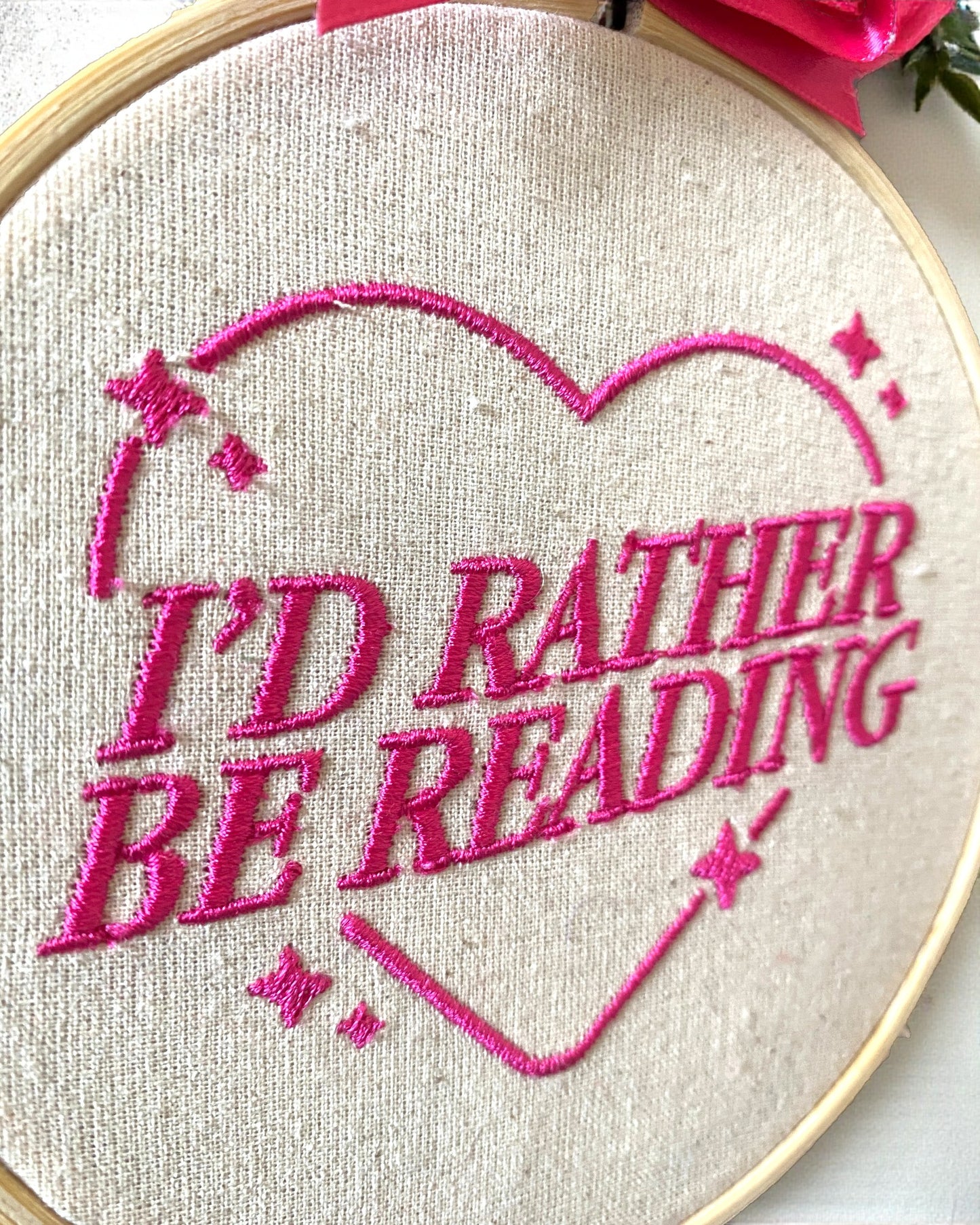 I'd Rather Be Reading Embroidered Wall Art