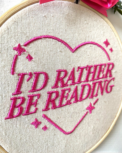 I'd Rather Be Reading Embroidered Wall Art