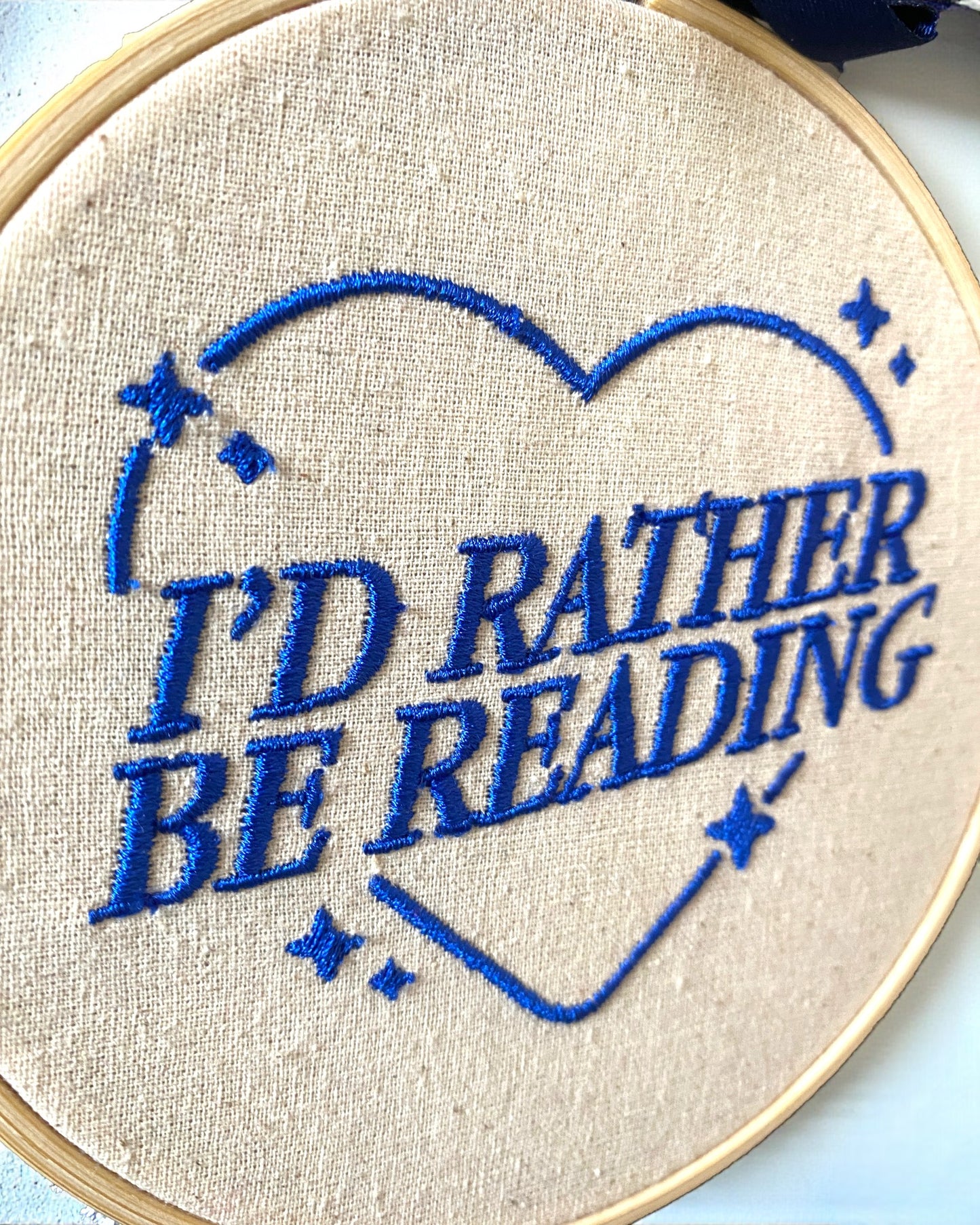 I'd Rather Be Reading Embroidered Wall Art