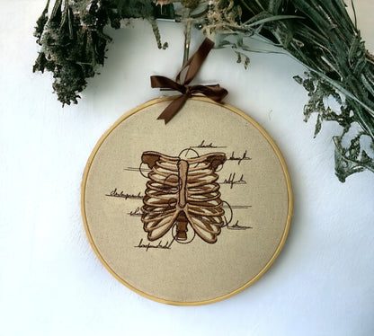 Ribcage Anatomy Embroidered Wall Art