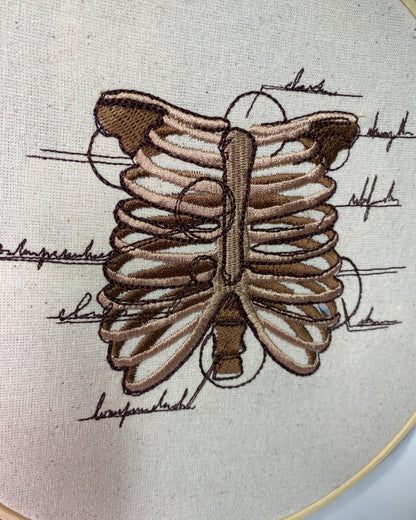 Ribcage Anatomy Embroidered Wall Art