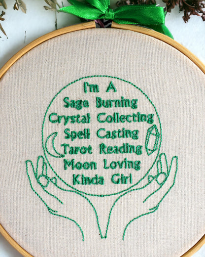 Witchcraft Loving Kinda Girl Embroidered Wall Art